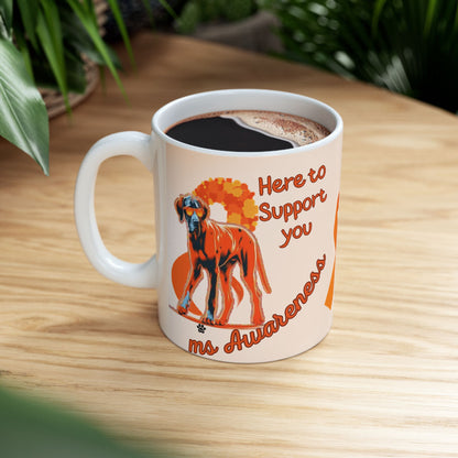 Great Dane MS Awareness Ceramic Mug - "Here to Support You" Mobility Service Dog Coffee Cup