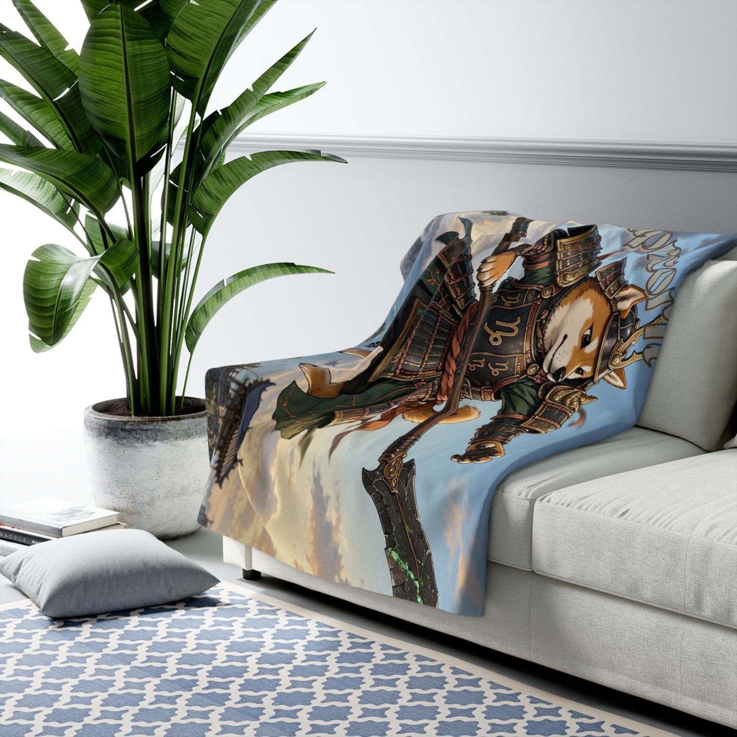 Capricorn Shiba Inu Warrior Sherpa Blanket