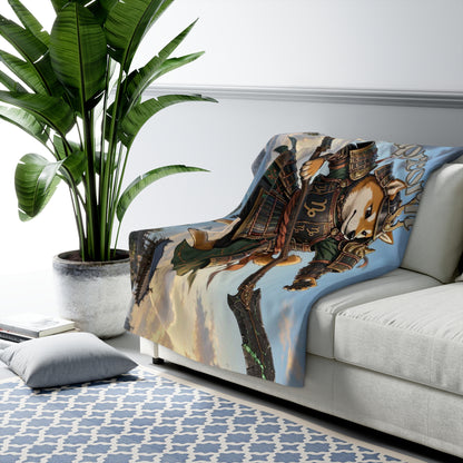 Capricorn Shiba Inu Warrior Sherpa Blanket