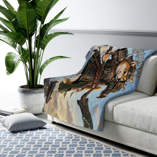 Capricorn Shiba Inu Warrior Sherpa Blanket