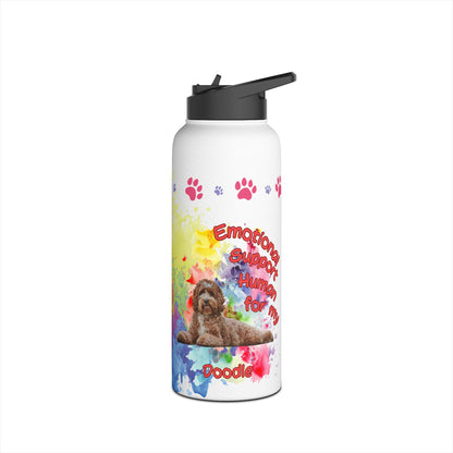 Emotional Support Human for my Doodle Dog Sports Water Bottle