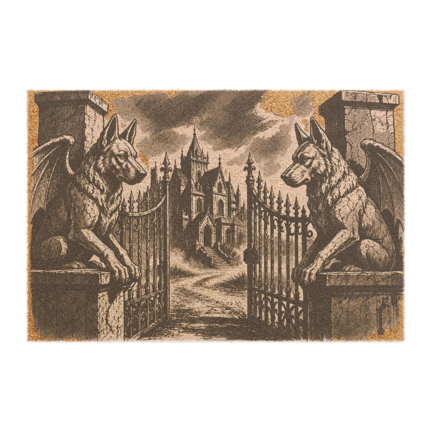 German Shepherd Gargoyle Angel Gothic Protector Welcome Mat