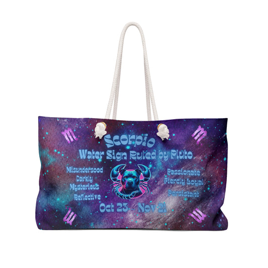Celestial Zodiac Scorpio as Pit Bull Weekender Bag - Dog Breed Zodiac