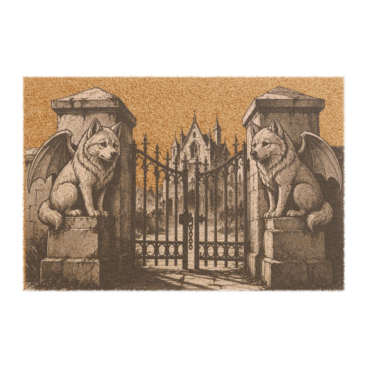 Pomsky Gargoyle Angel Gothic Protector Welcome Mat