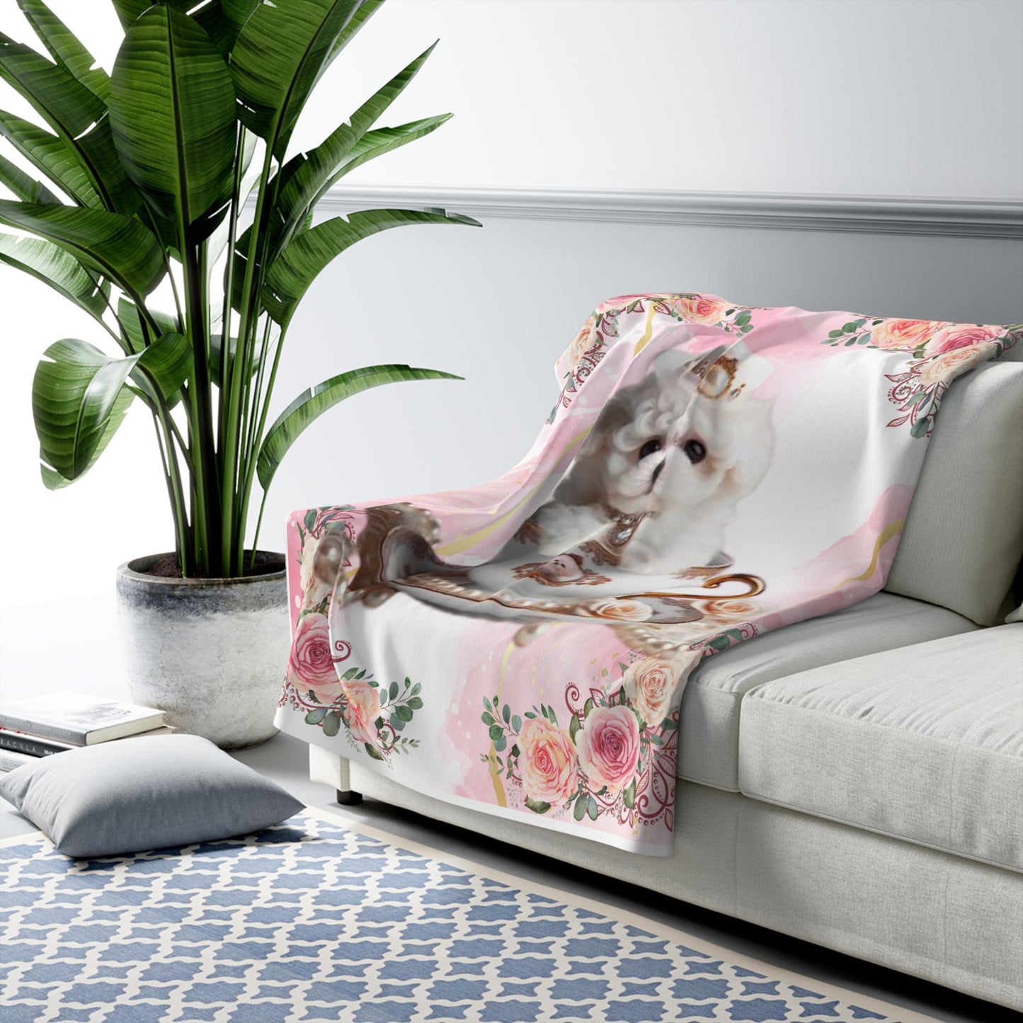 Teacup Bichon Frise Sherpa Fleece Blanket