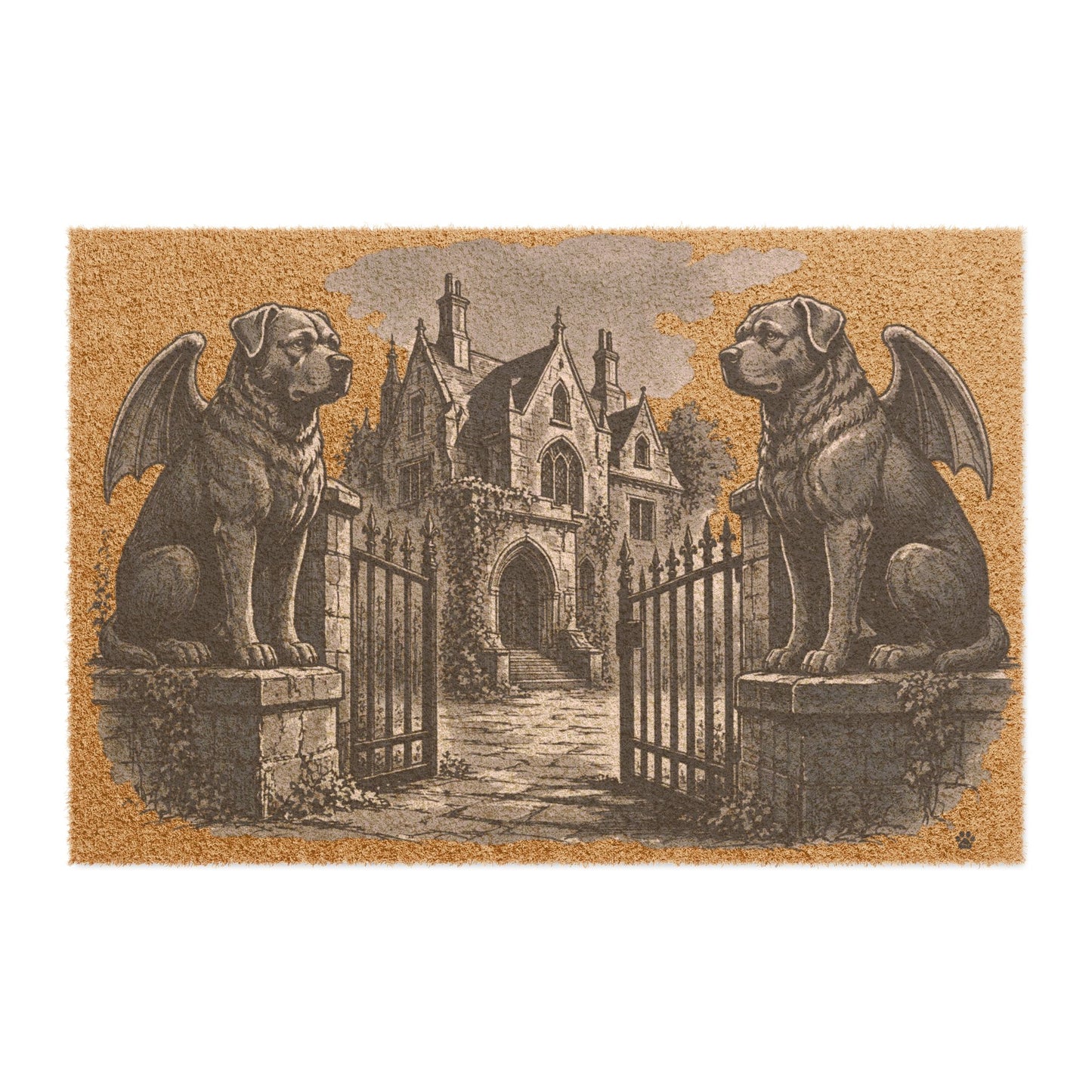 Rottweiler Gargoyle Angel Gothic Protector Welcome Mat