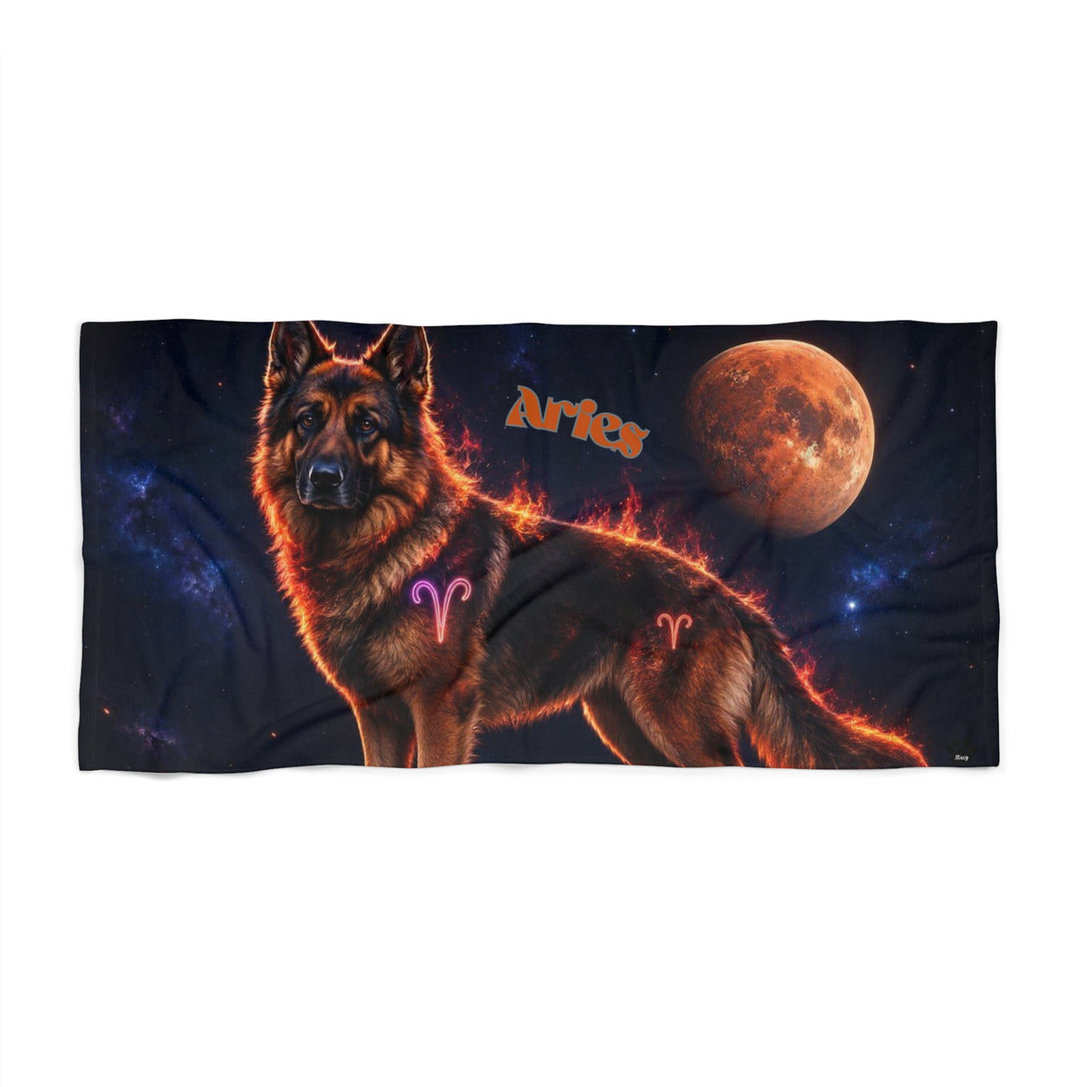 Aries German Shepherd Celestial Beach Towel