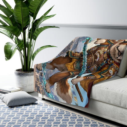 Pisces Saint Bernard Warrior Sherpa Blanket