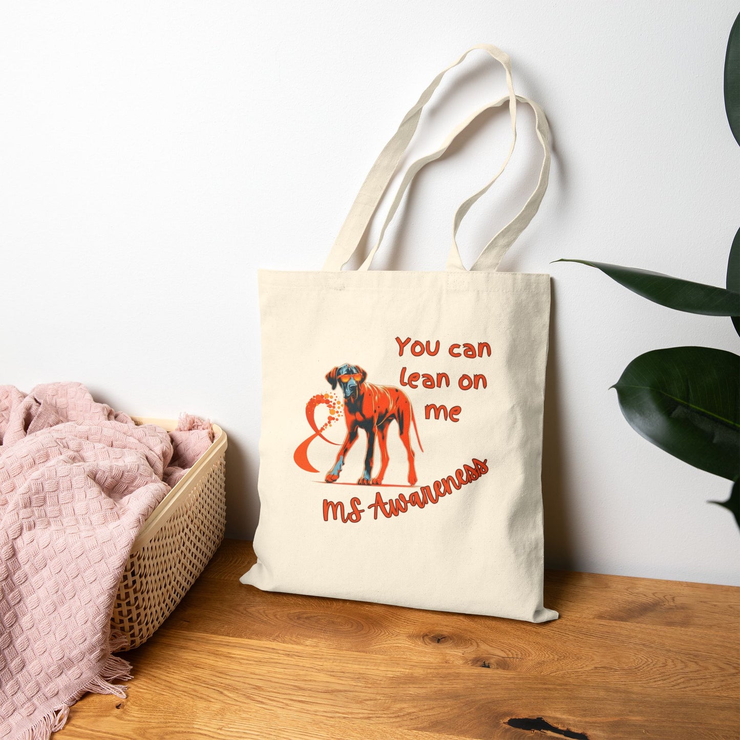 MS Awareness Great Dane lean on me Cotton Canvas Tote Bag