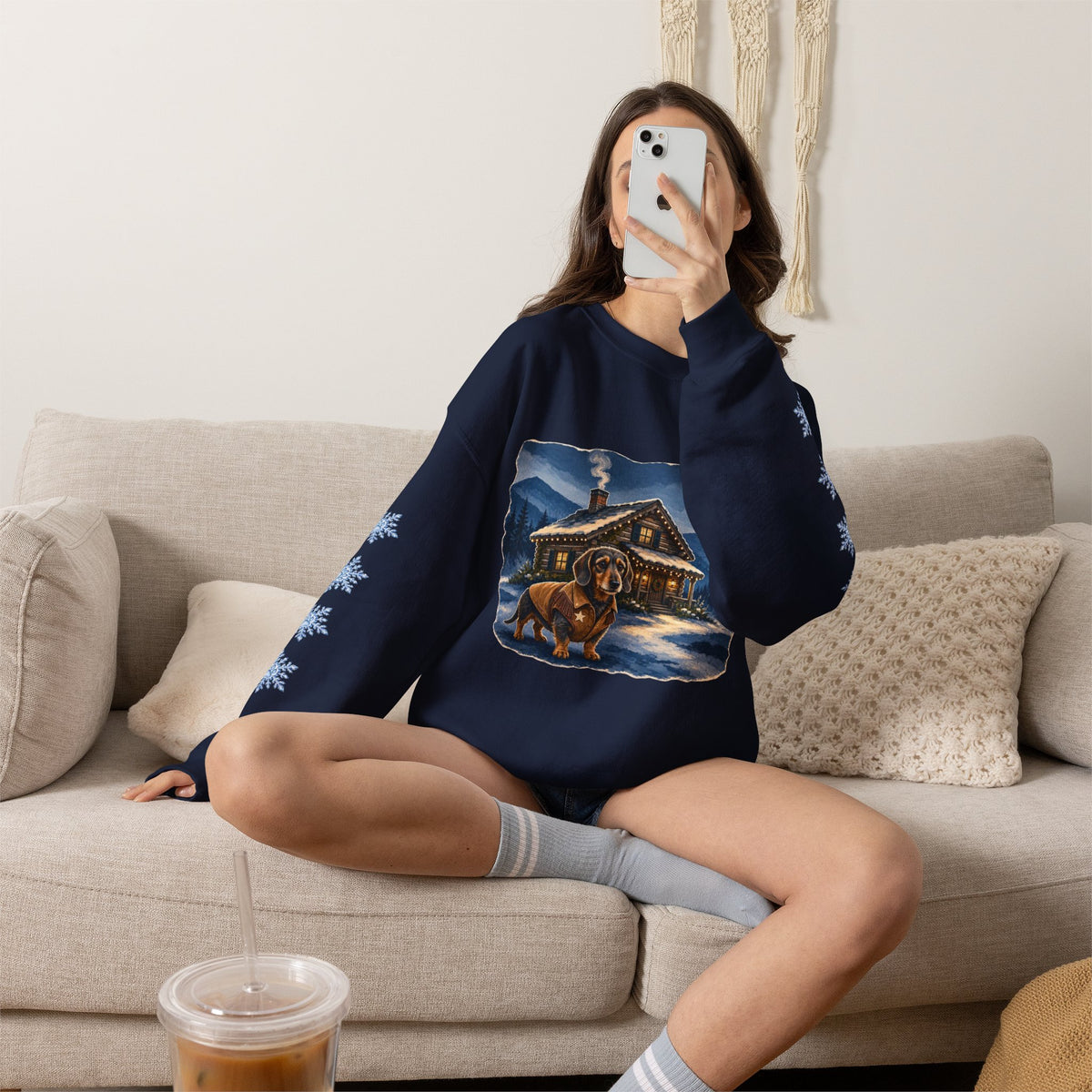 Wirehaired Dachshund Smoky Mountain Christmas Sweatshirt