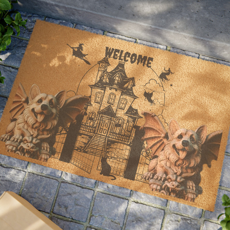 Corgi Guardian Angel Gargoyle Doormat