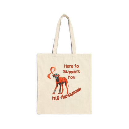MS Awareness Great Dane Here to support you Cotton Canvas Tote Bag