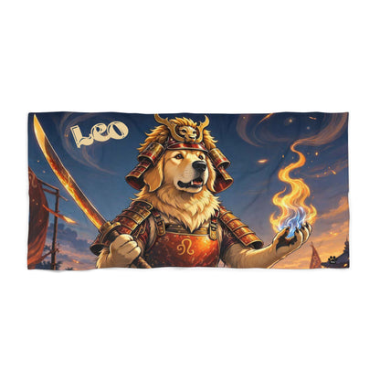Leo Golden Retriever Warrior Beach Towel
