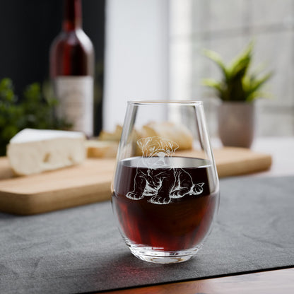 American Bulldog Sketch and Serve Engraved Stemless Wineglass