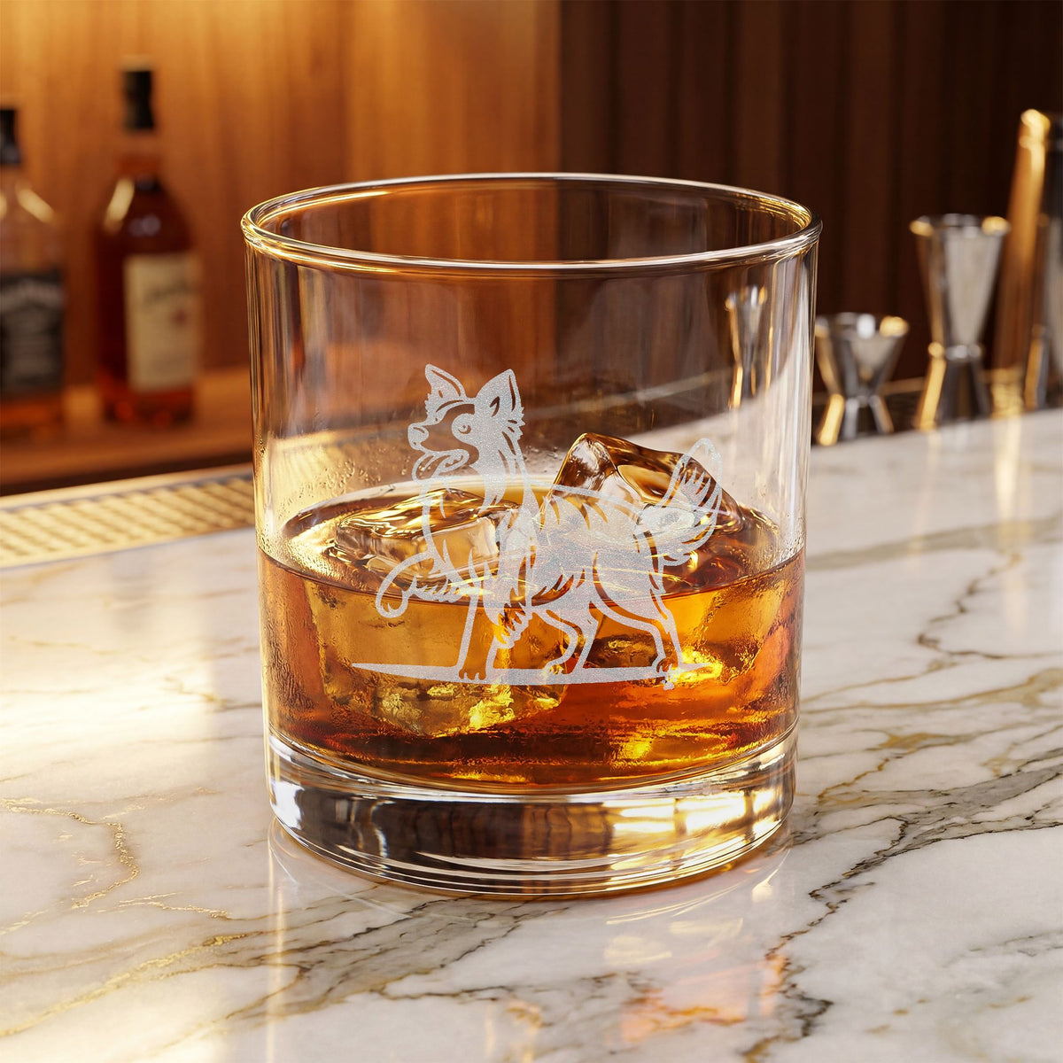 Border Collie Engraved Whiskey Glass