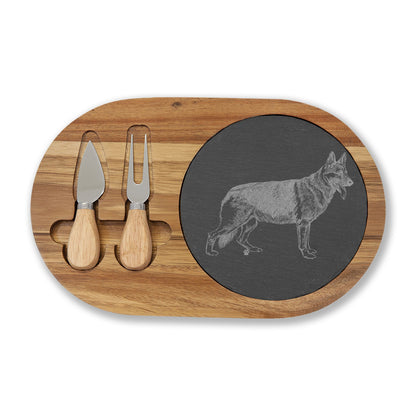 German Shepherd Engraved Charcuterie Board, Dog Lover Cheese Board & Serving Platter