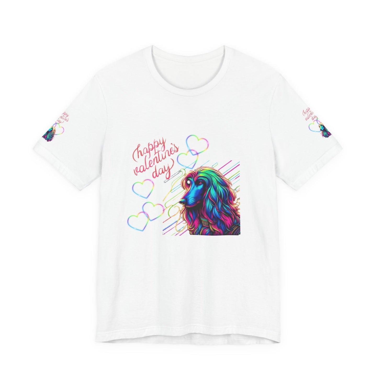 Afghan Hound Neon Hearts Valentine Tee