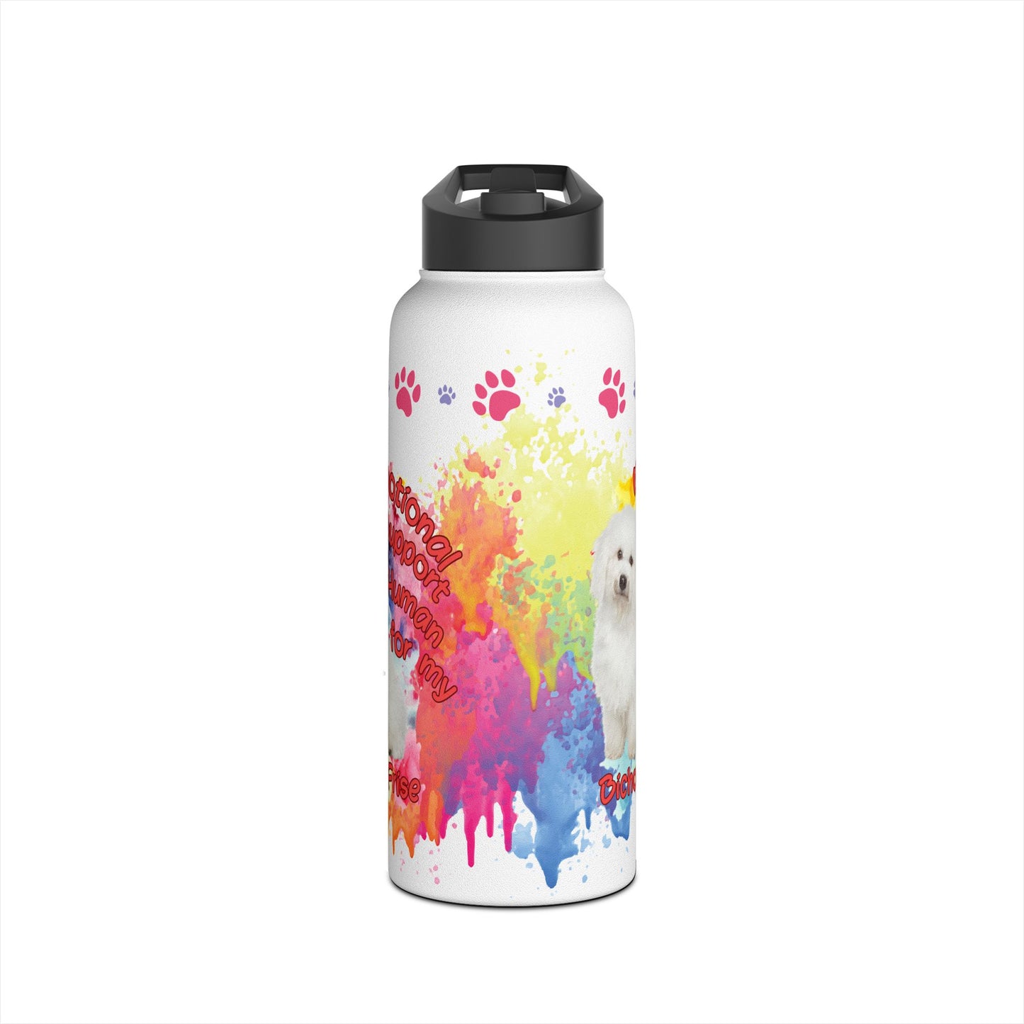 Emotional Support Human for My Bichon Frise Sports Water Bottle