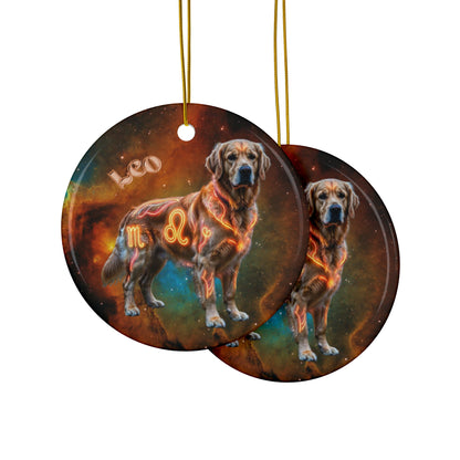 Golden Retriever Leo Zodiac Ceramic Ornament - Celestial Astrology Keepsake