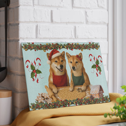 Shiba Inu Christmas Cookie Bakers Glass Cutting Board