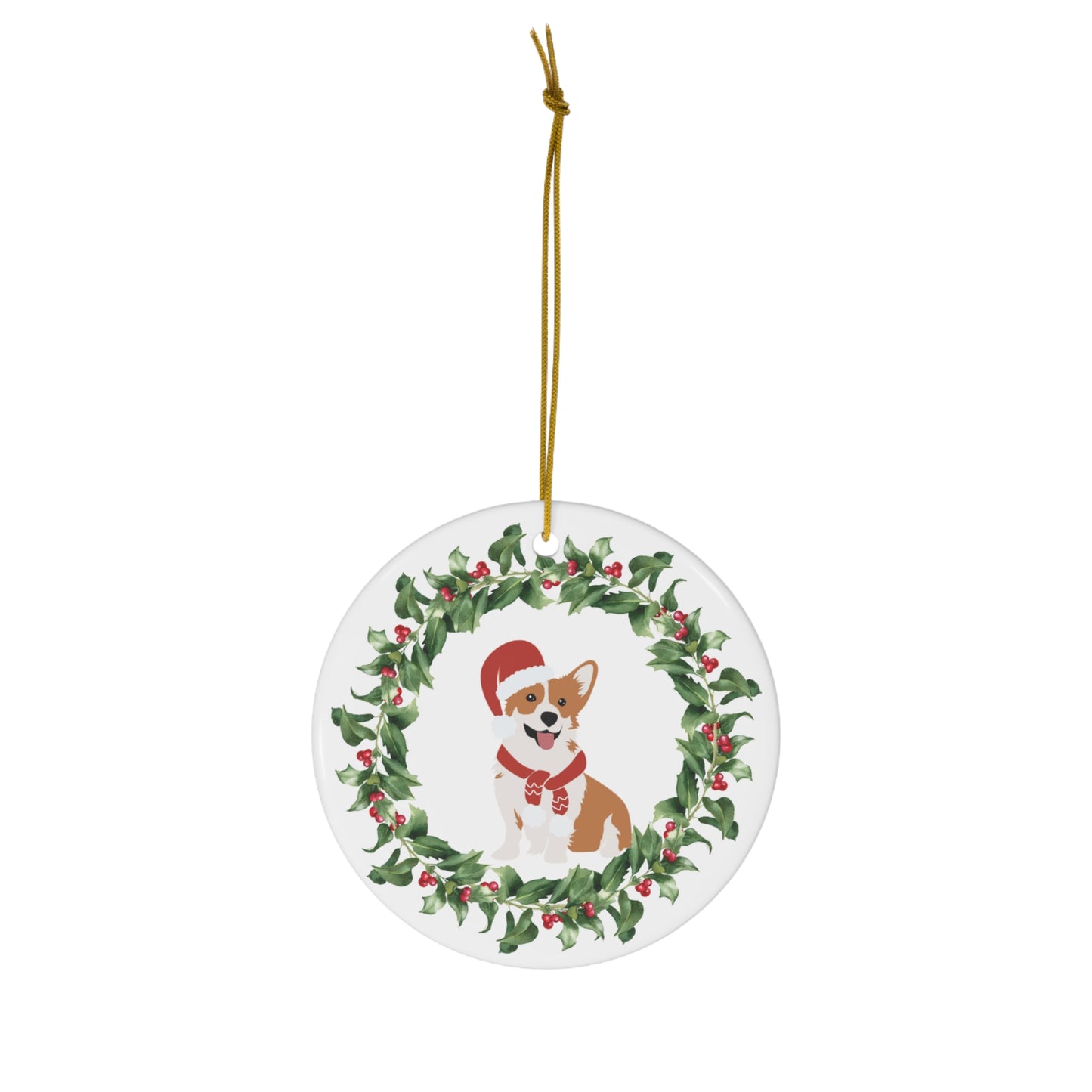 Corgi Christmas Ornament Ceramic Round Ornament Christmas decor