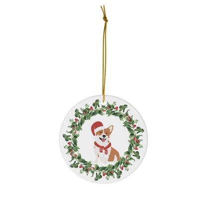 Corgi Christmas Ornament Ceramic Round Ornament Christmas decor