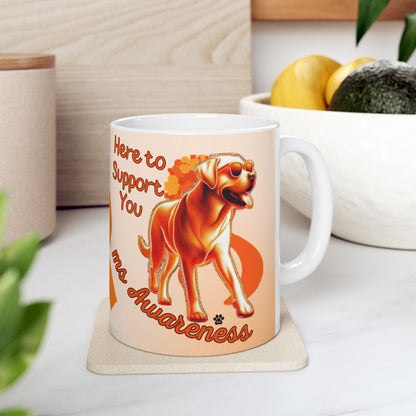 Labrador Retriever MS Awareness Ceramic Mug - "Here to Support You" Mobility Service Dog Coffee Cup
