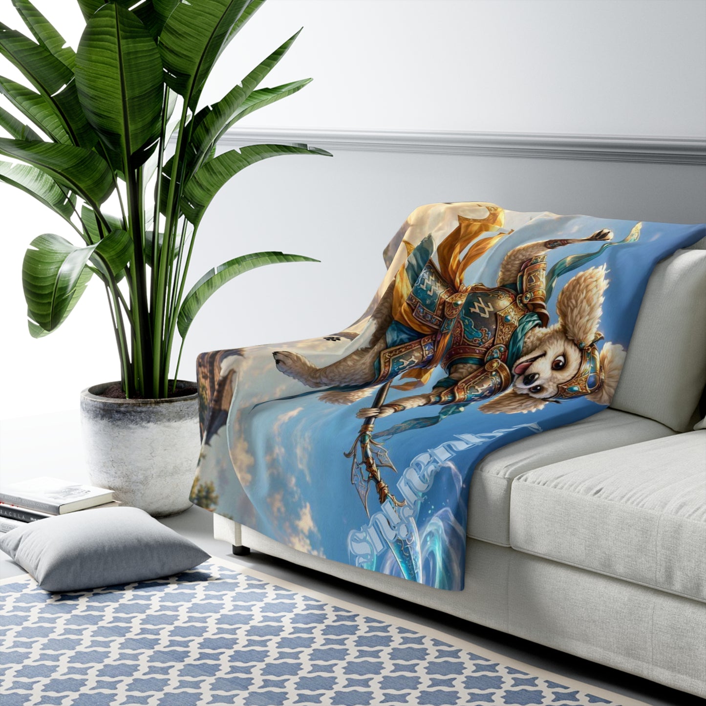 Aquarius Poodle Warrior Sherpa Blanket