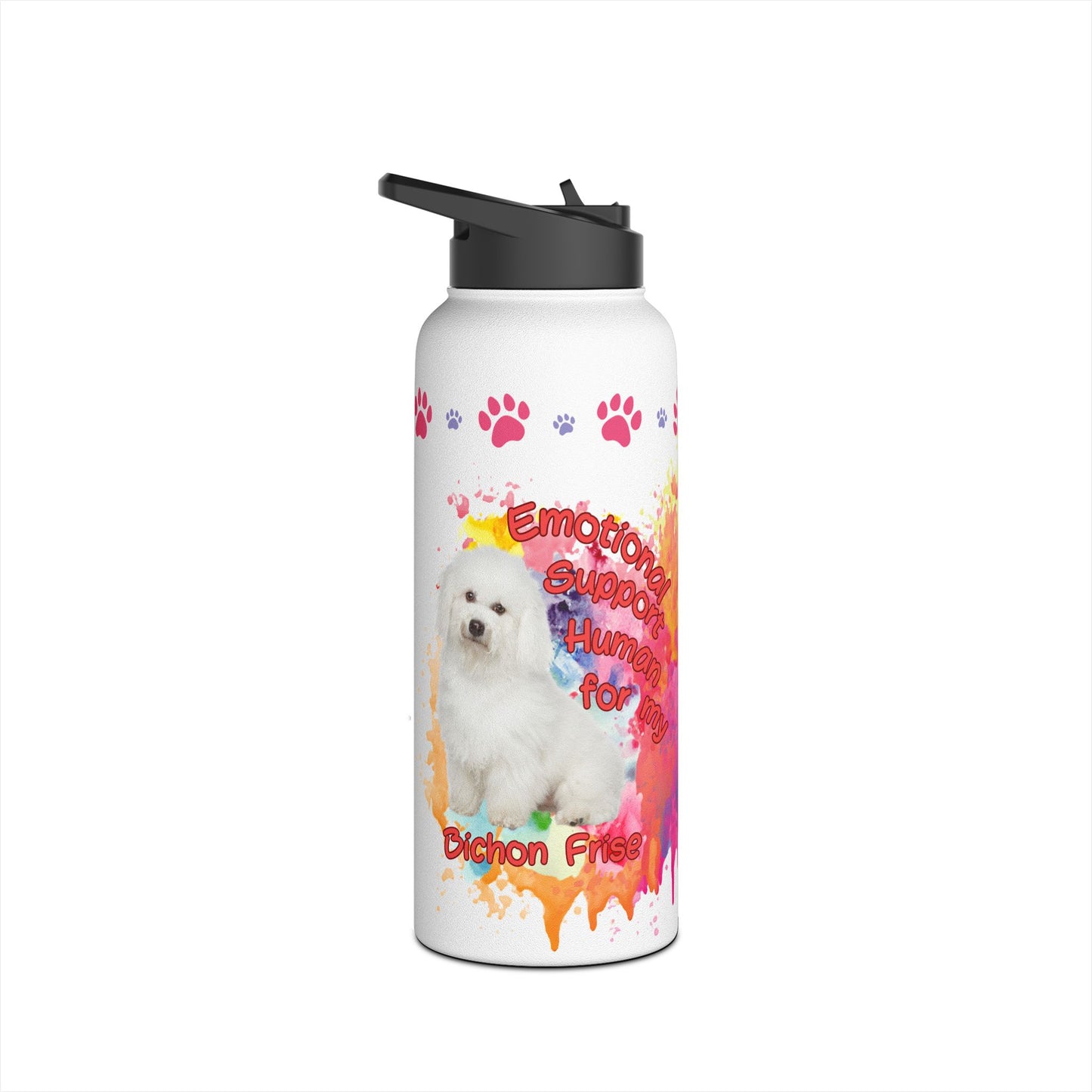 Emotional Support Human for My Bichon Frise Sports Water Bottle