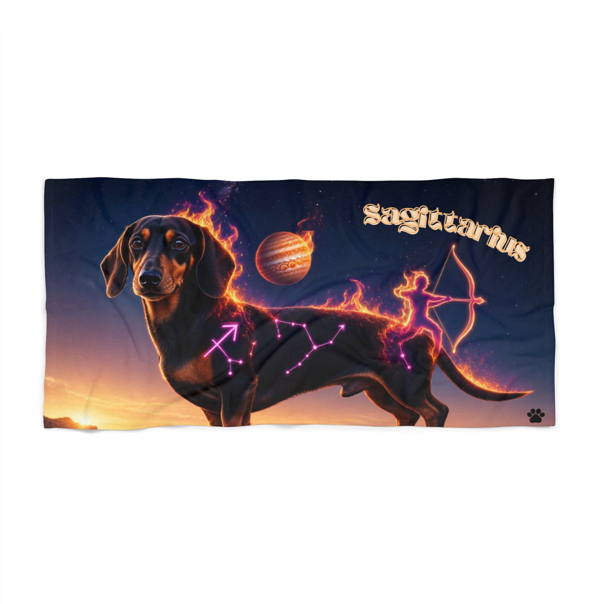Sagittarius Dachshund Celestial Beach Towel