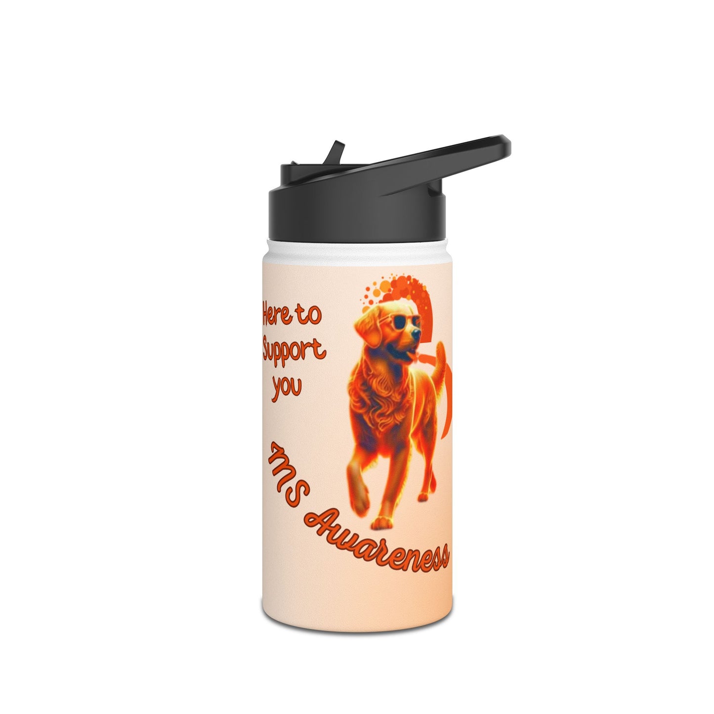 Golden Retriever "Lean on Me" MS Awareness Stainless Steel Water Bottle