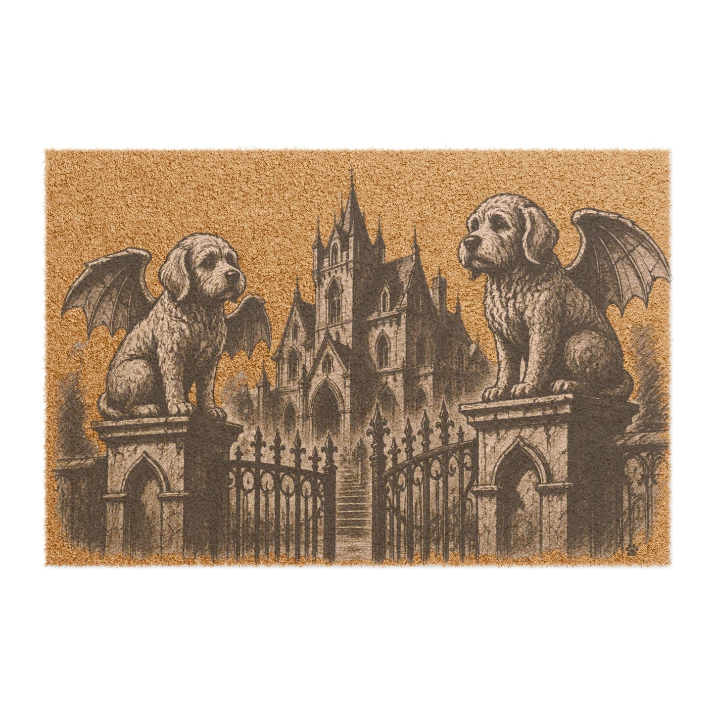 Doodle Gargoyle Angel Gothic Protector Welcome Mat