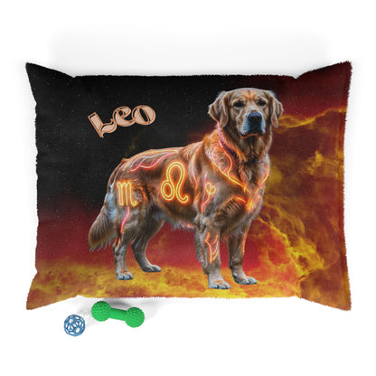 Leo Zodiac Dog Bed – Fiery Golden Retriever Celestial Pet Cushion & Astrology Dog Bed