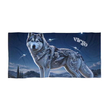 Virgo Siberian Husky Celestial Beach Towel