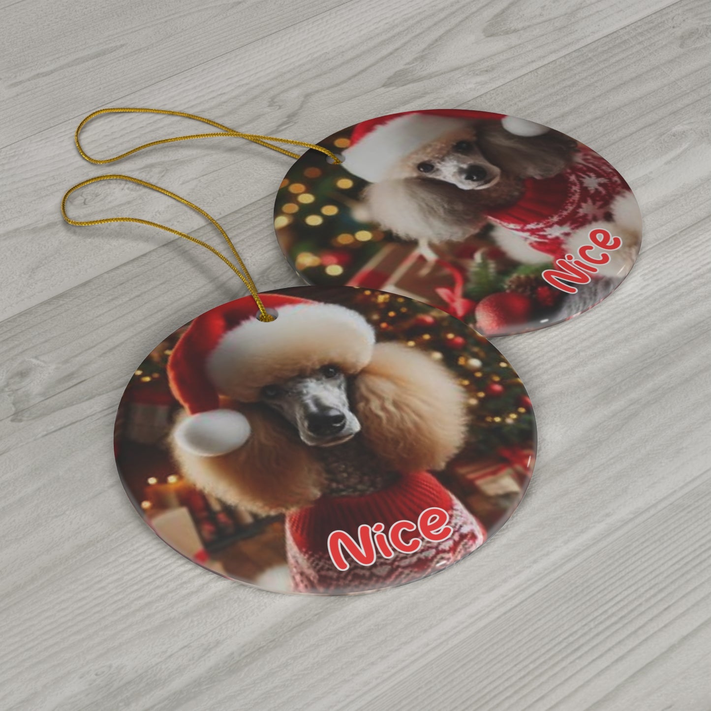 Standard Poodle Naughty or Nice Christmas Ceramic Ornament, 1-Pack