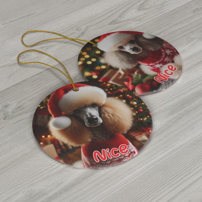 Standard Poodle Naughty or Nice Christmas Ceramic Ornament, 1-Pack