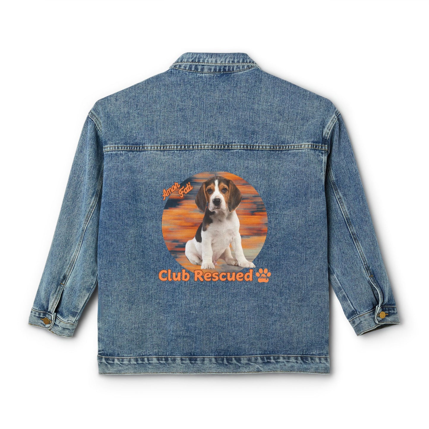 Beagle Club Rescued Women's Denim Jacket "Amor Fati"