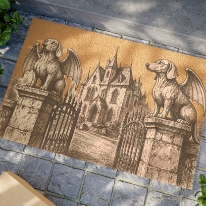 Dachshund Gargoyle Angel Gothic Protector Welcome Mat