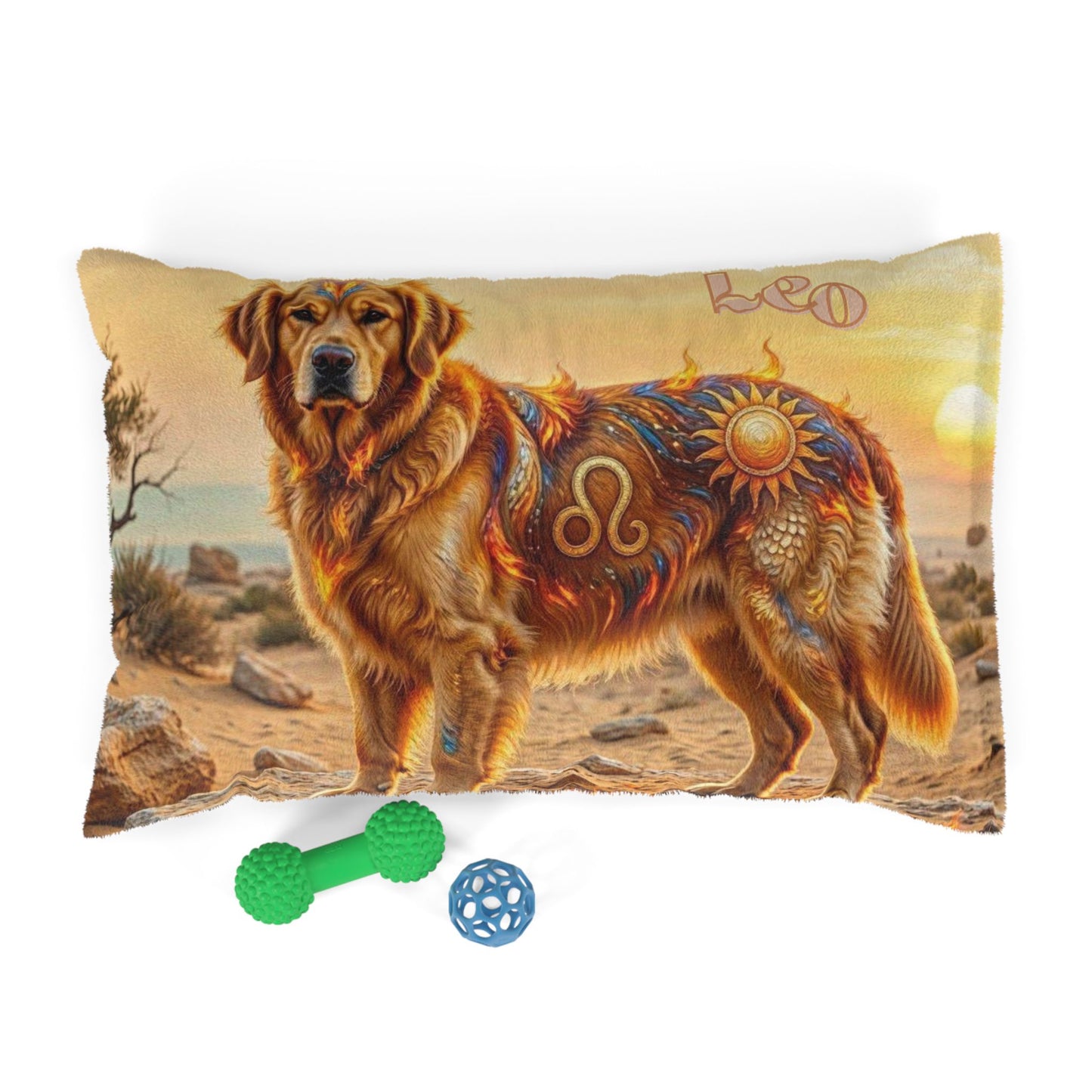 Leo Elements Collection Golden Retriever Pet Bed – Cozy Zodiac Dog Cushion