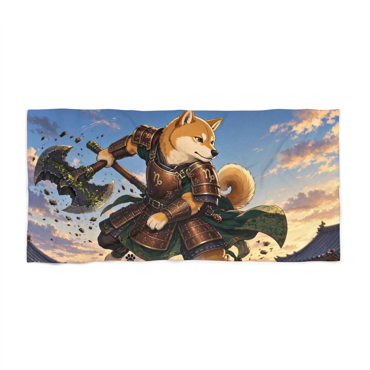 Capricorn Shiba Inu Warrior Beach Towel