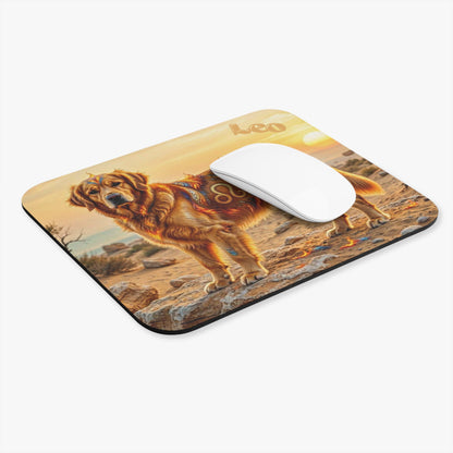 Leo Elements Collection Golden Retriever Rectangular Mouse Pad – Zodiac Desk Accessory