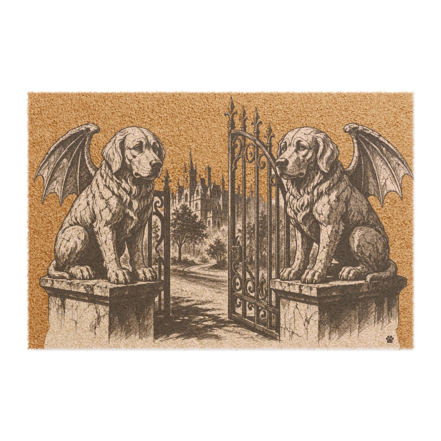 Golden Retriever Gargoyle Angel Gothic Protector Welcome Mat