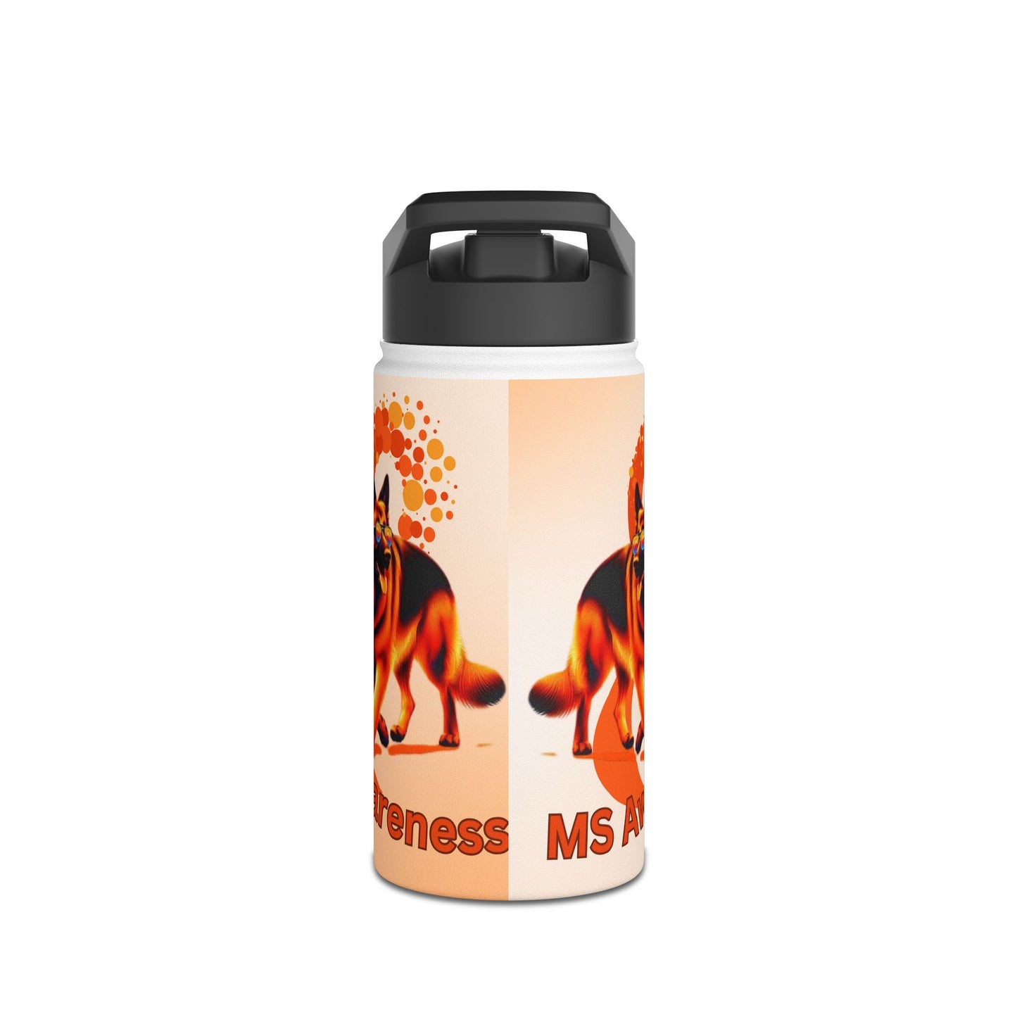 MS Awareness German Shepherd "Here to support you" Stainless Steel Water Bottle, Standard Lid