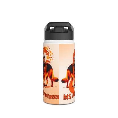 MS Awareness German Shepherd "Here to support you" Stainless Steel Water Bottle, Standard Lid