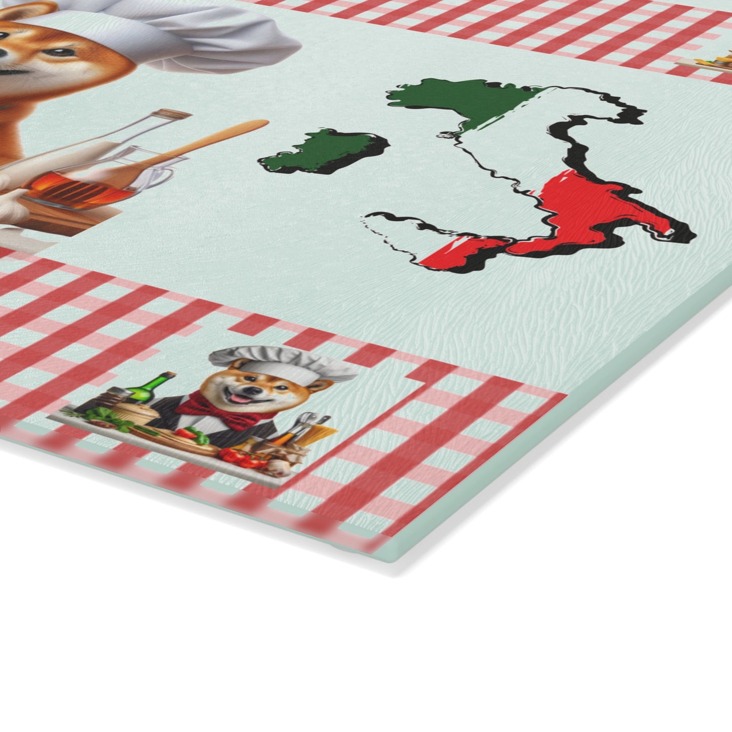 Shiba Inu Chef Glass Cutting Board, Dog Lover Gift, Kitchen Decor, Cooking Accessory, Unique Kitchen Gadgets