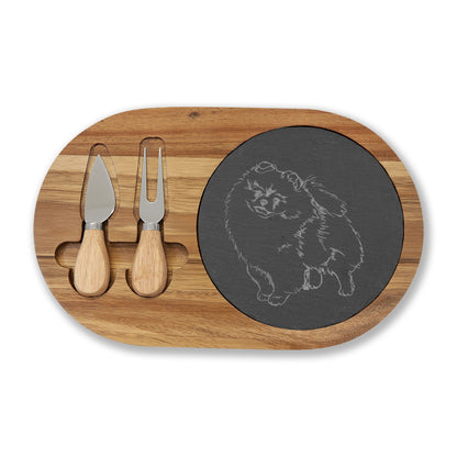 Pomeranian Engraved Charcuterie Board, Dog Lover Cheese Board & Serving Platter