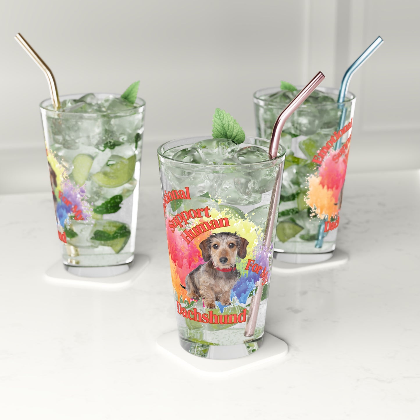 Emotional Support Human for my Dachshund Wire Hair pint glass