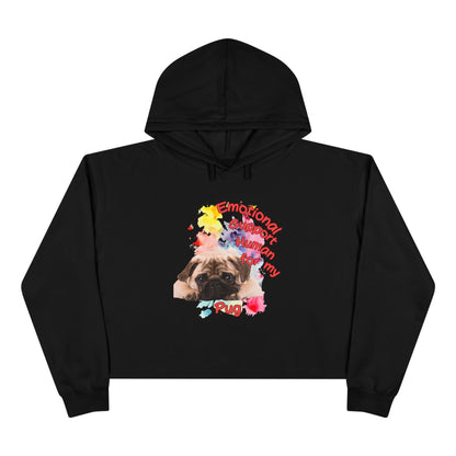 Emotional Support Human for my Pug Crop Hoodie - Trendy Pet Lover Apparel