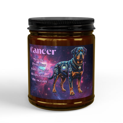 Rottweiler Cancer Zodiac Celestial Soy Candle – Eco-Friendly Scented Jar
