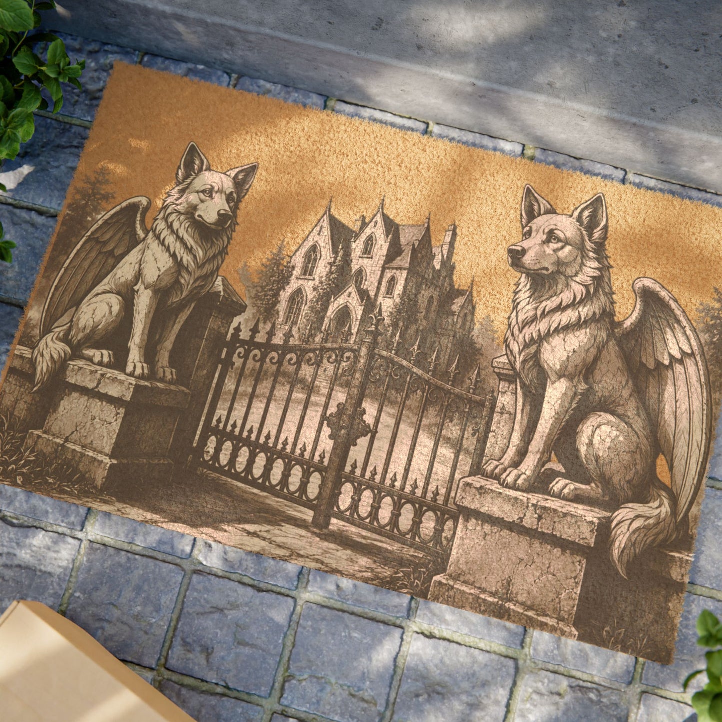 Border Collie Gargoyle Angel Gothic Protector Welcome Mat